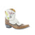 Botin in crackled taupe and nut with studs and embroiery of flowers and hummingbird.